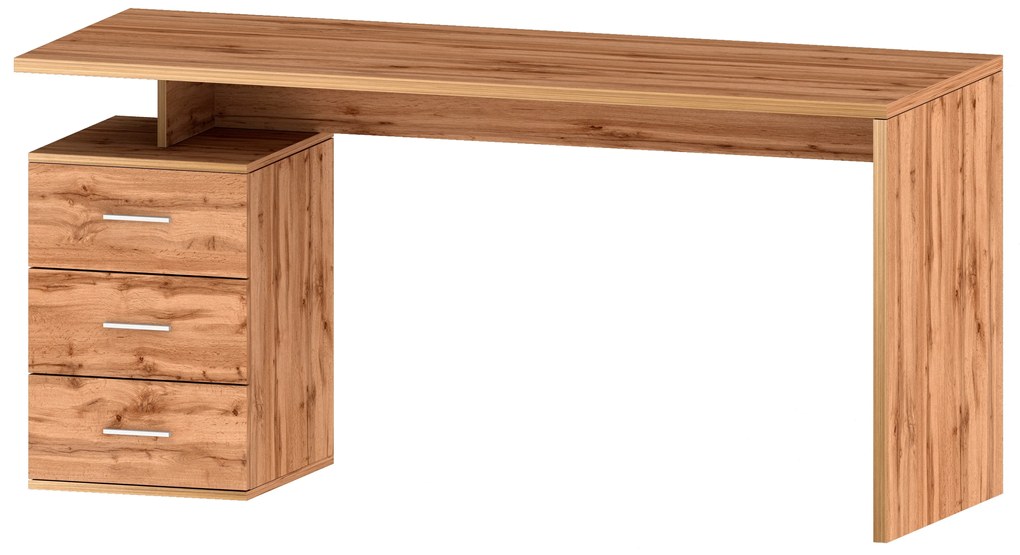 Scrivania New Selina da 160 cm in Legno con 3 cassetti - design moderno, Wotan oak