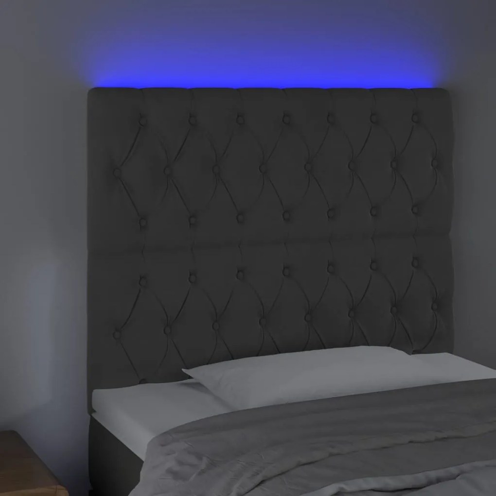Testiera a led grigioscuro 90x7x118/128cm in velluto