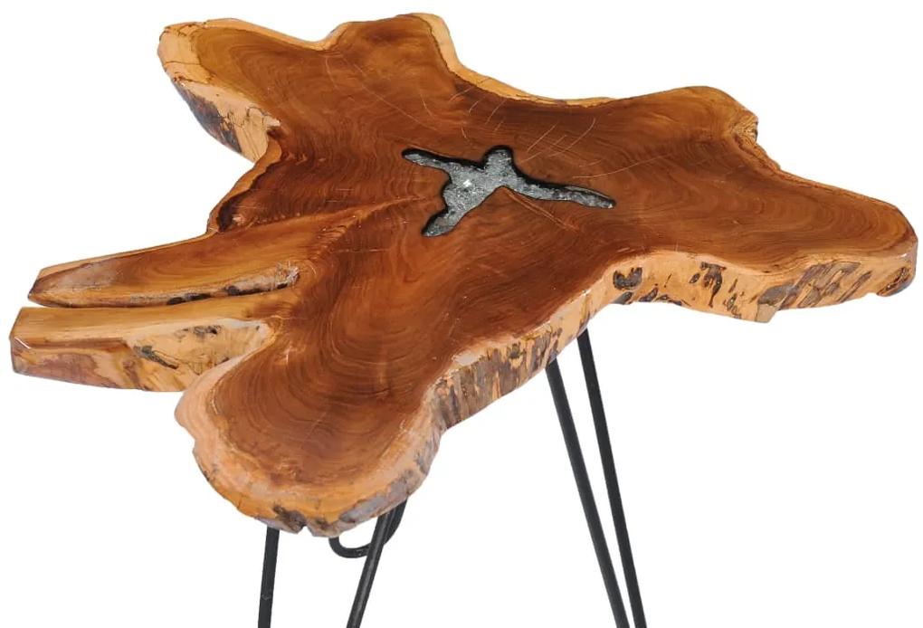 Tavolino da caffè 70x45 cm legno massello teak e poliresina