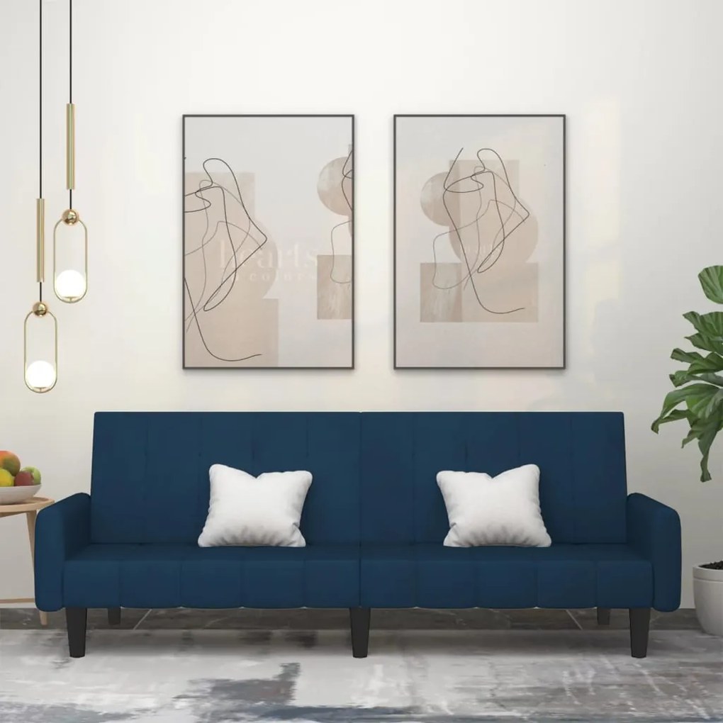 Divano Letto A 2 Posti Blu İn Velluto /