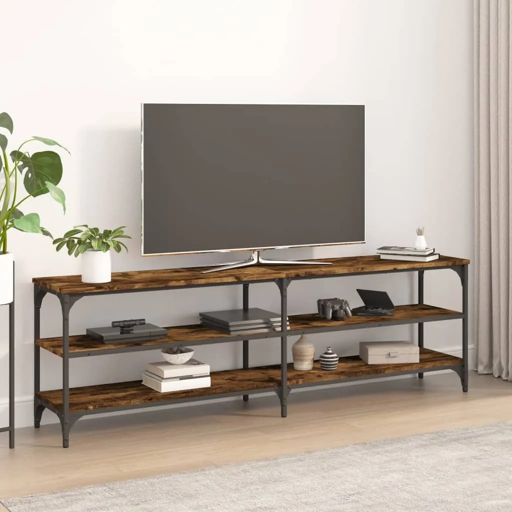 Mobile tv rovere fumo 160x30x50 cm in legno multistrato