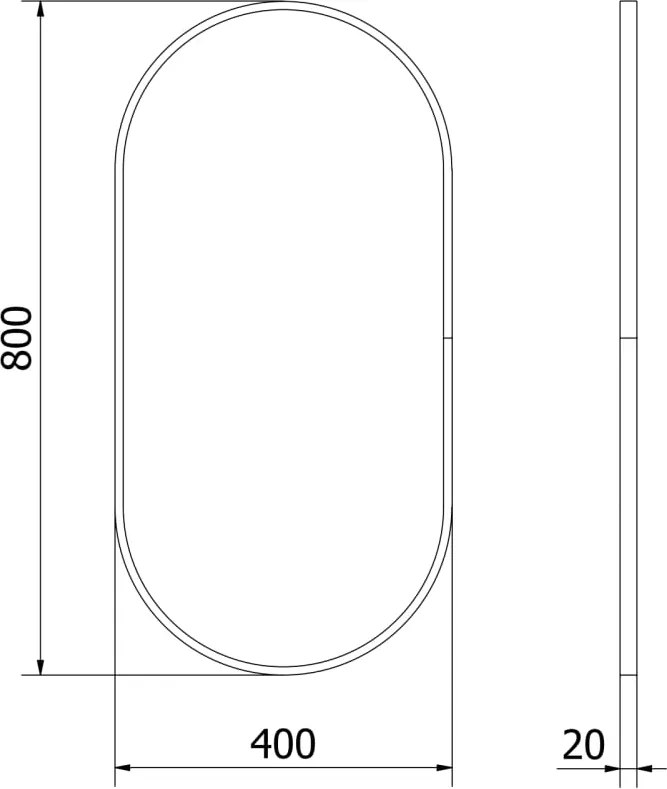 Mexen Loft specchio da bagno ovale 80 x 40 cm, cornice nera - 9851-080-040-000-70