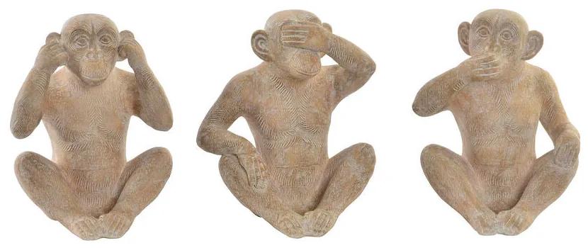 Statua Decorativa DKD Home Decor Scimmia Resina (3 pezzi) (19 x 17 x 25 cm)