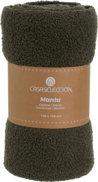 Coperta verde in sherpa 130x160 cm Sherpa Bouclé – Casa Selección