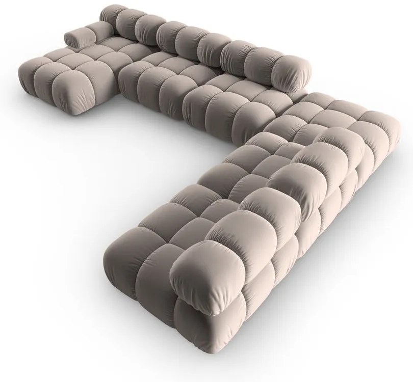 Divano angolare componibile in marrone chiaro (con penisola a destra/a U) con rivestimento in velluto Bellis – Micadoni