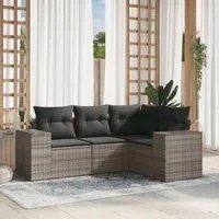 Set Divani da Giardino 4 pz con Cuscini in Polyrattan Grigio 3254847