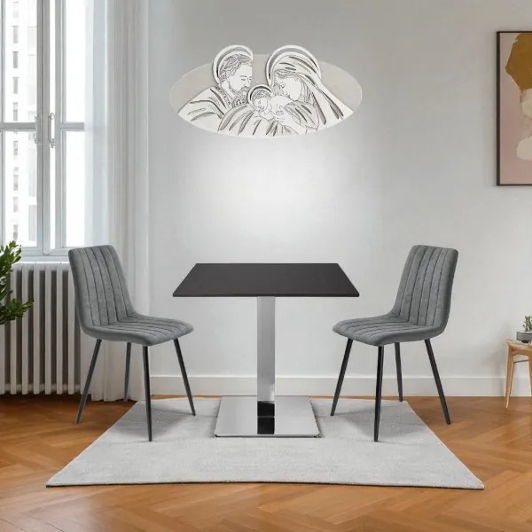 Sedia da pranzo in tessuto Grigio Scuro gambe metallo nere - KOLE 2 sedie