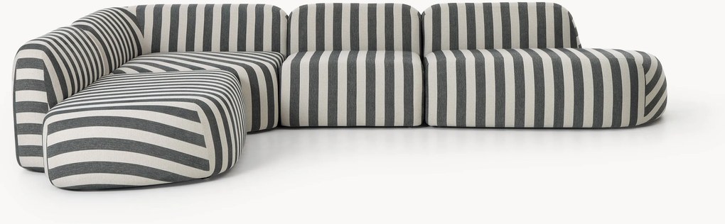 Divano angolare componibile XL a righe con chaise longue Wolke