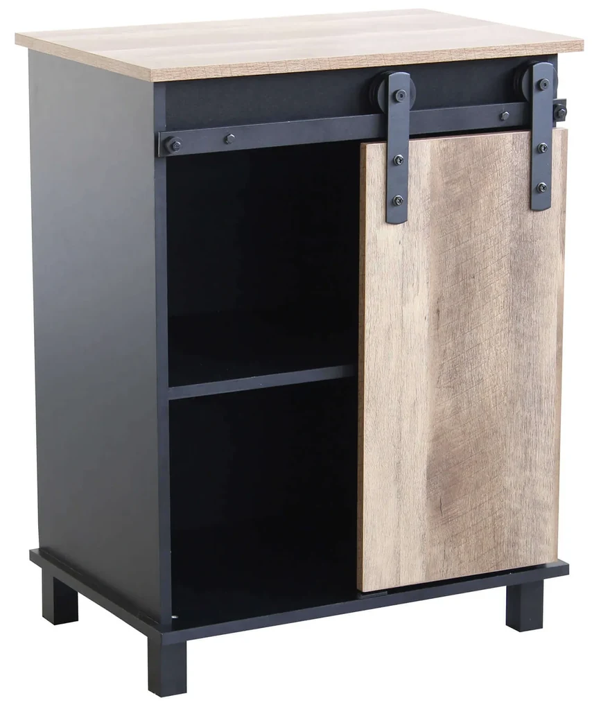 Credenza cucina in legno con 2 ante ripiano regolabile a 5 posizioni,  Mobile buffet portaoggetti Noce - Costway