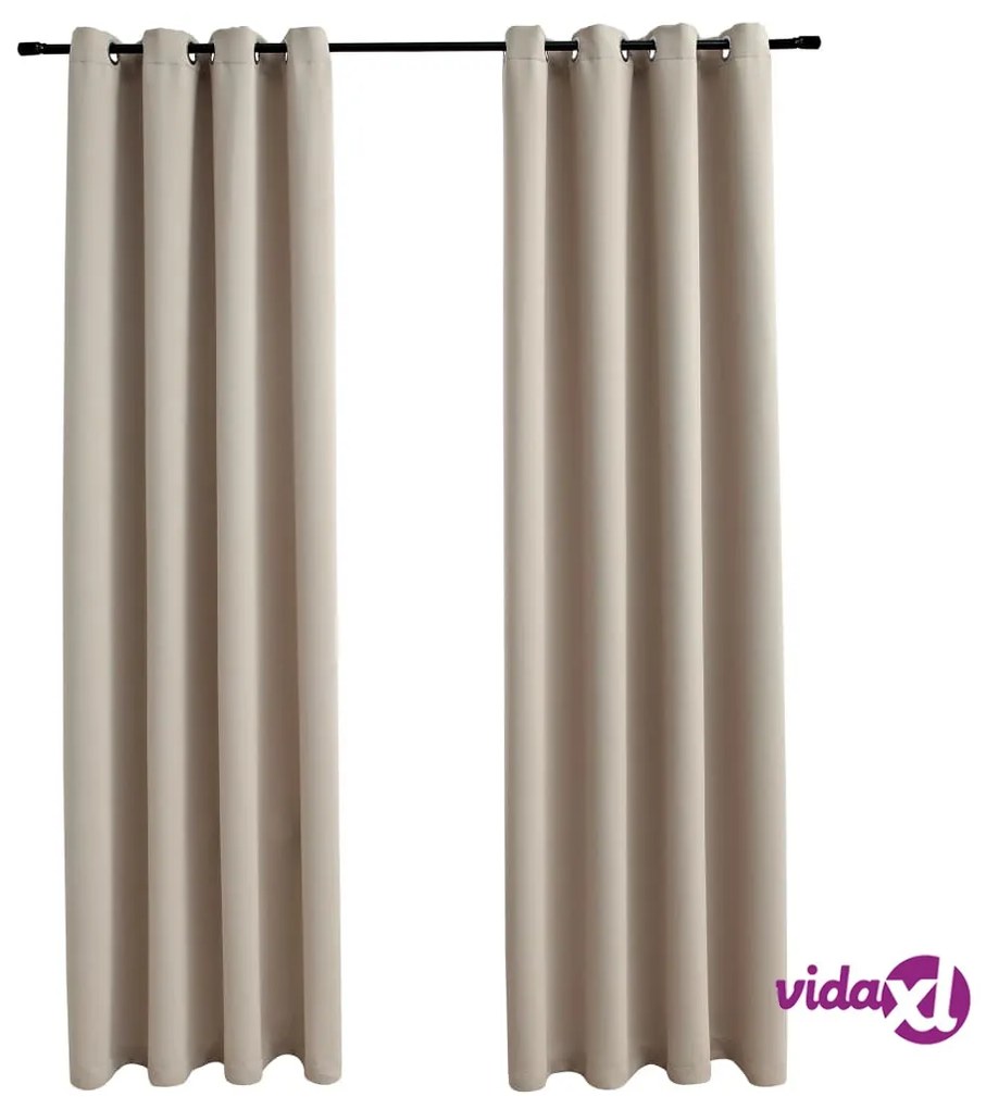 vidaXL Tende Oscuranti con Anelli in Metallo 2 pz Beige 140x245 cm