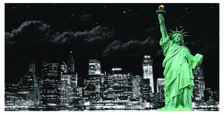 Stampa su tela Statue of Liberty dark sky, multicolore 120 x 60 cm