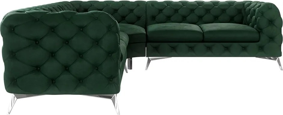 Divano angolare verde scuro con rivestimento in velluto Chelsea – Ropez