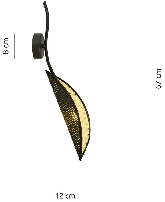 Applique da Parete in Acciaio e Tessuto LOTUS K1 Nero E14 Colore del corpo Nero e Oro