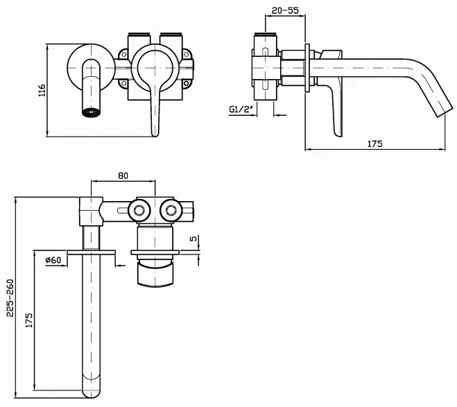 Zucchetti Medameda ZMM679 miscelatore Monocomando Lavabo Bocca Corta 2 Fori Cromo senza parte incasso