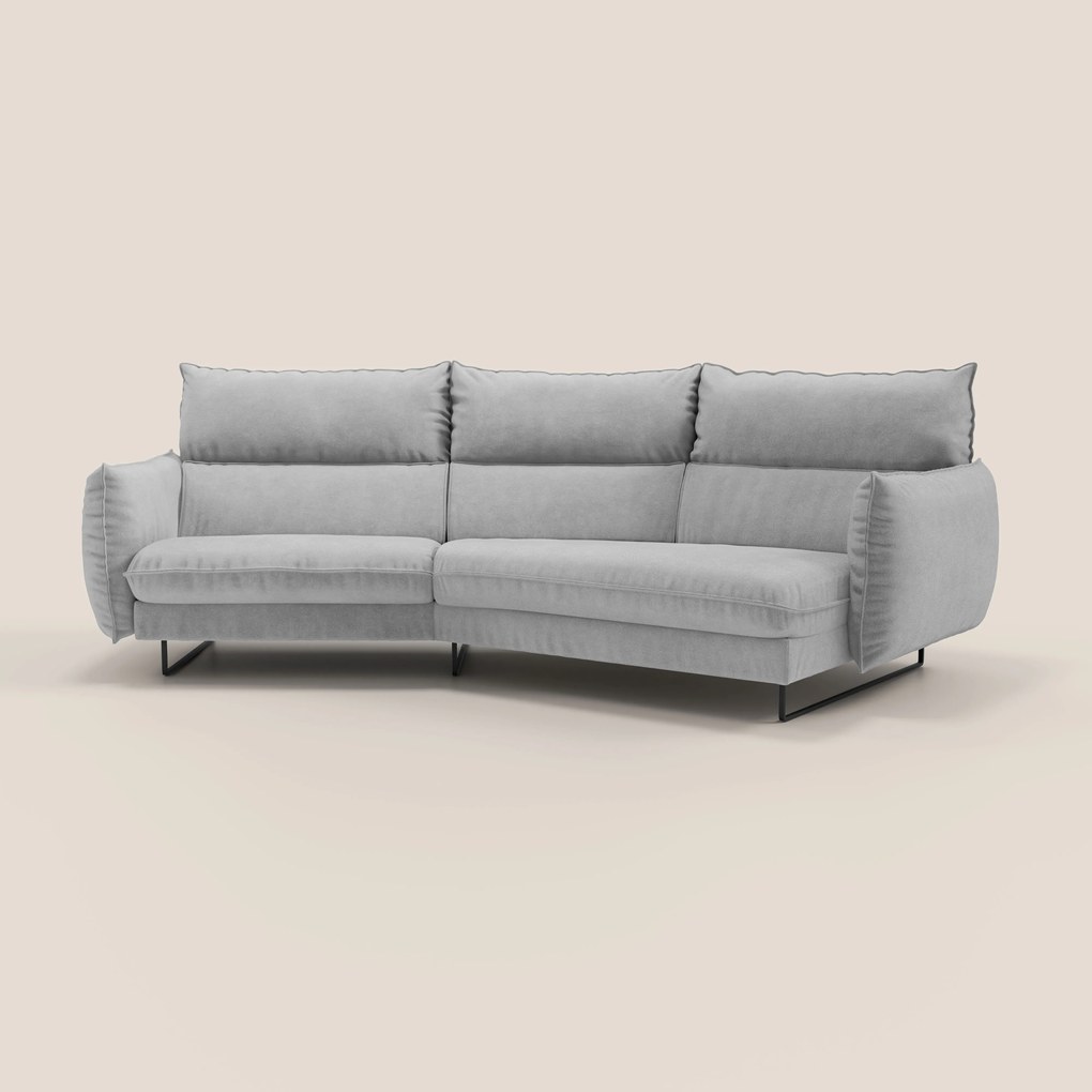 Monamour divano moderno angolare con opzione relax elettrico in microfibra smacchiabile impermeabile T11 grigio chiaro