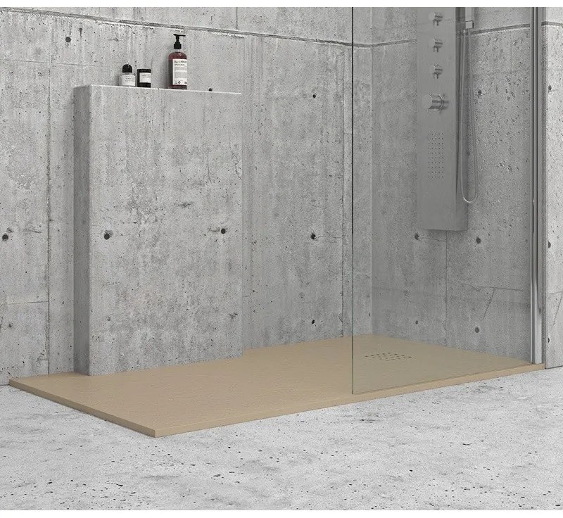 Kamalu - Piatto doccia 80x140 effetto pietra colore tortora | KAM-CP100