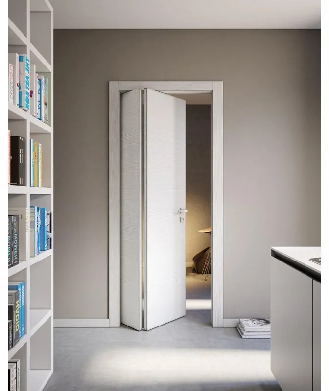 Porta pieghevole a libro asimmetrica Modena bianco matrix L 70 x H 210 cm sinistra