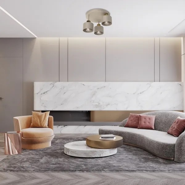 Plafoniera PARKLA 3xE27/15W/230V beige/oro