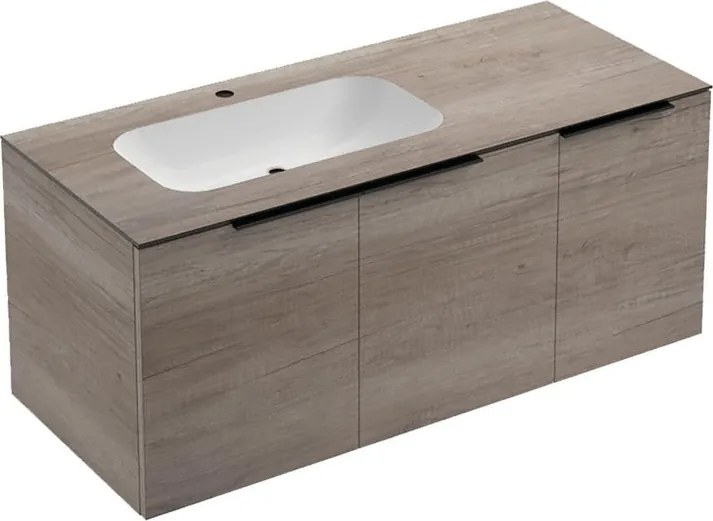 Mobile bagno sospeso con lavabo L 120 x H 83 x P 51 cm rovere sable, 2 ante per vasca a sinistra Solid