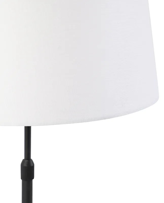 Lampada da tavolo nera con paralume in lino bianco 35 cm regolabile - Parte