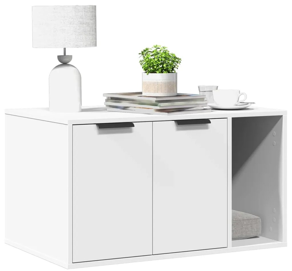 Recinto Per Lettiera Per Gatti Bianco 80x50x45 Cm İn Truciolato /