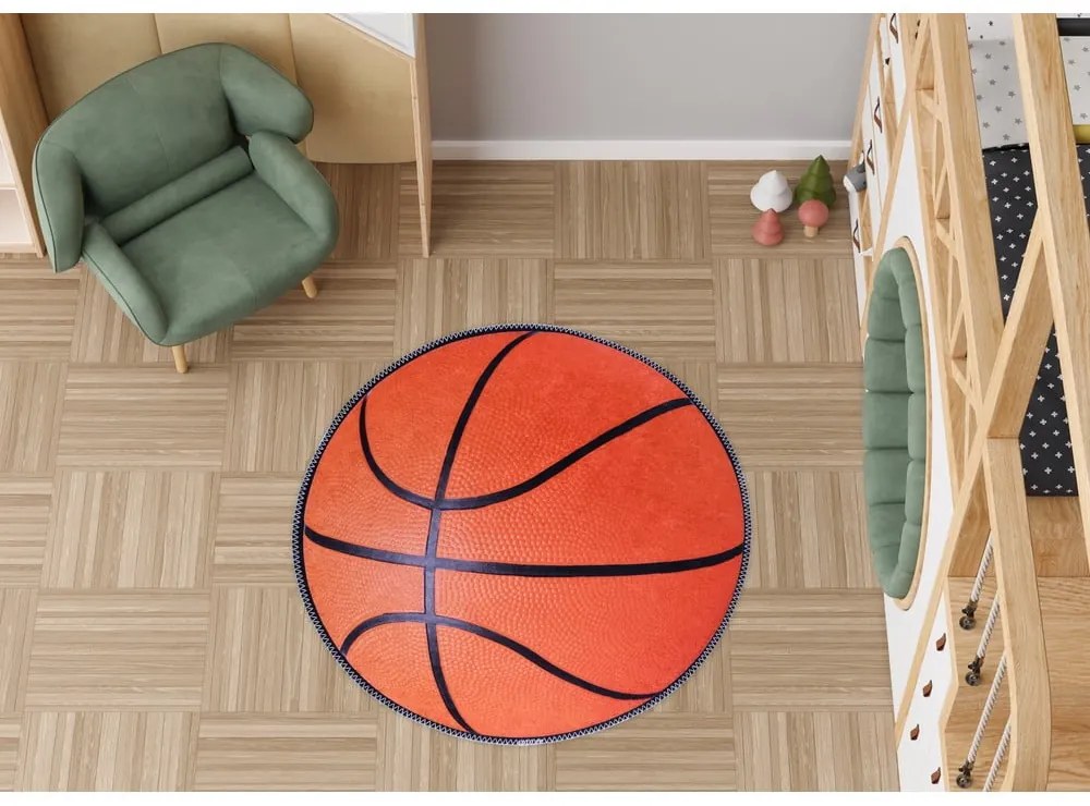 Tappeto per bambini arancione lavabile ø120 cm Basketball – Vitaus
