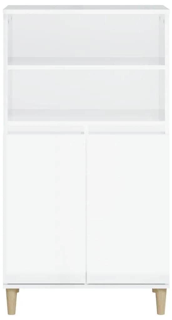 Credenza bianco lucido 60x36x110 cm in legno multistrato
