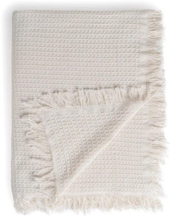 Copriletto crema in cotone riciclato 260x280 cm Honeycomb - Ixia