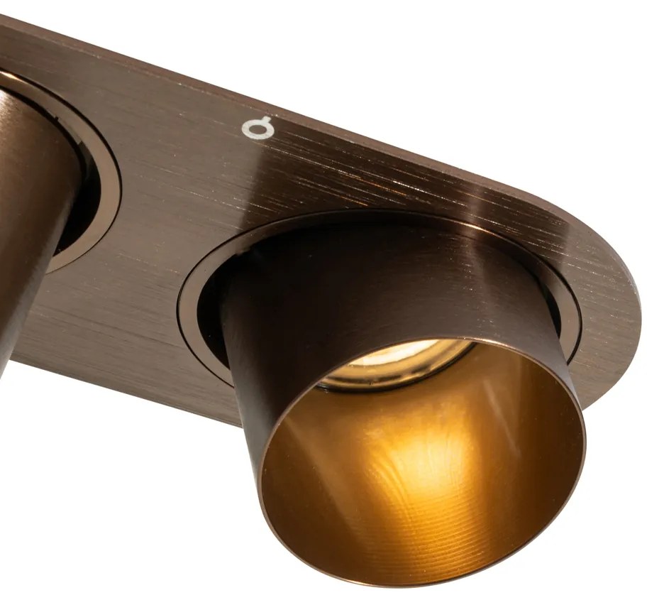 Set di 6 faretti da incasso bronzo scuro GU10 50mm 2 luci - Installa