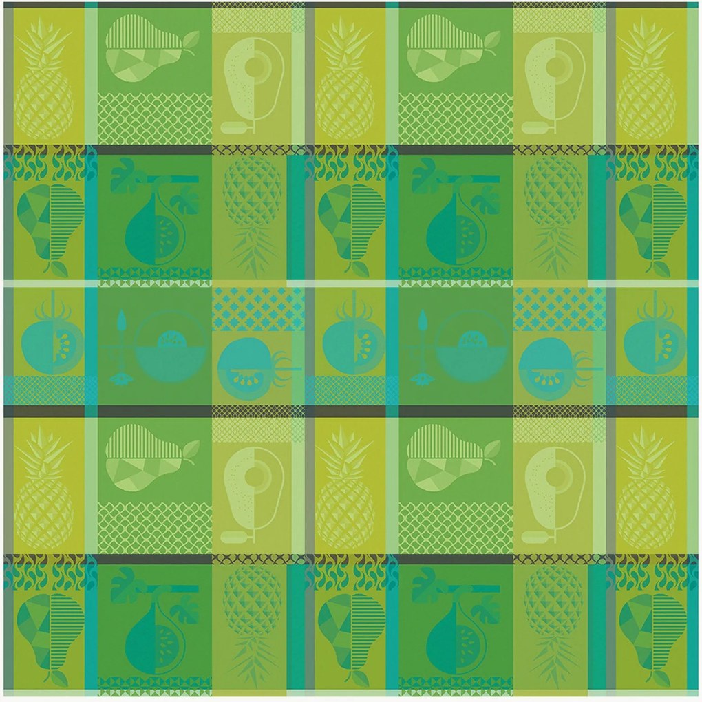 Tovaglia jacquard con rivestimento acrilico Mille Fruits D Ete Lime
