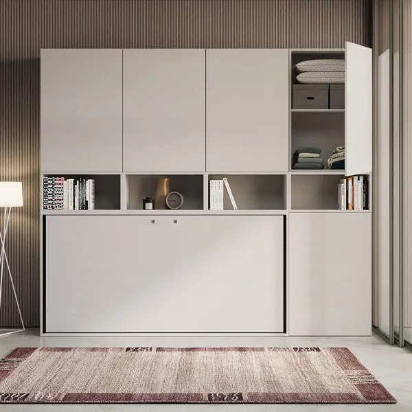 Letto NABOR singolo a scomparsa Bianco Frassino Composizione C