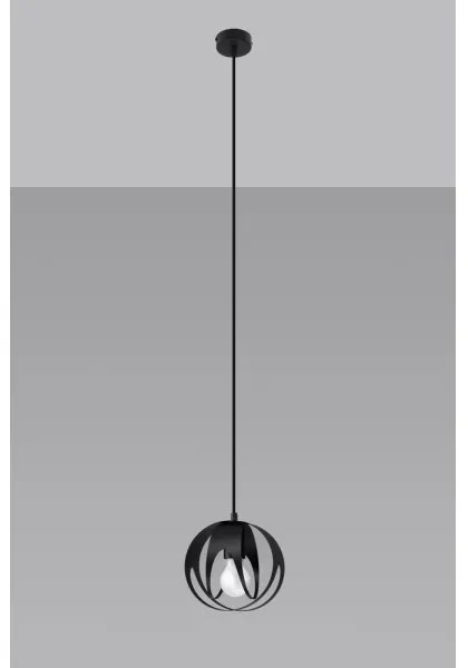Sollux SL.1087 - Lampadario su corda TULOS 1xE27/60W/230V nero