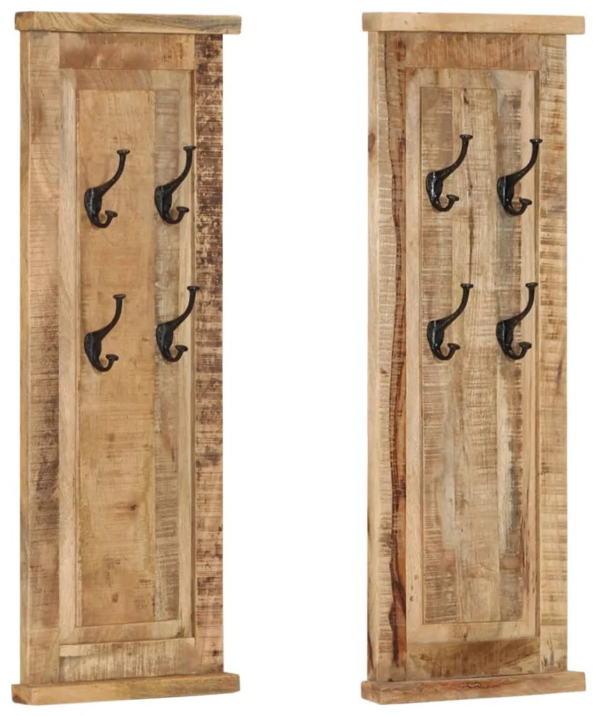 Appendiabiti 2 Pz İn Legno Massello Di Mango 38x100 Cm /