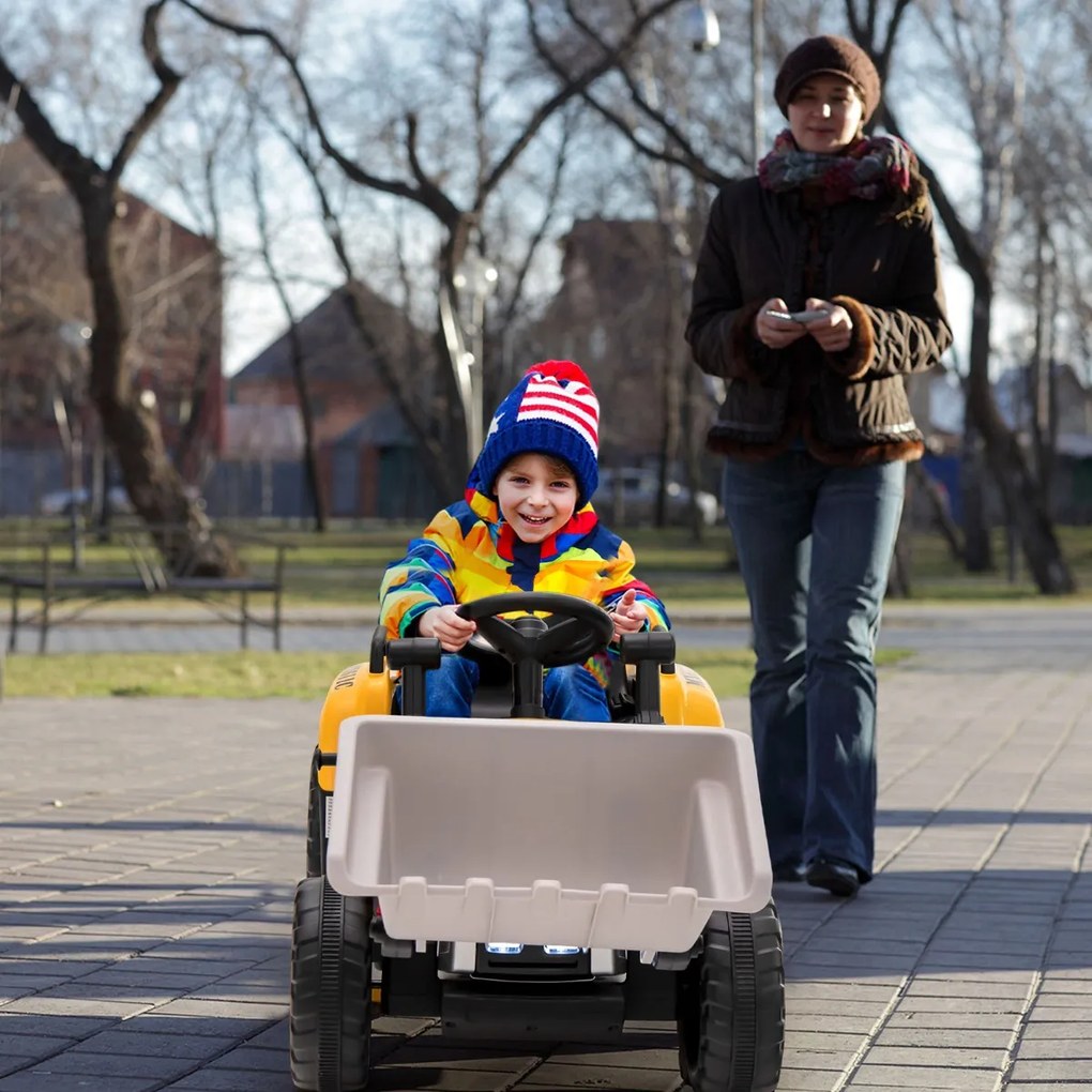 Costway Ruspa elettrica per bambini 3-8 anni con telecomando benna da scavo regolabile, Scavatore caricatore