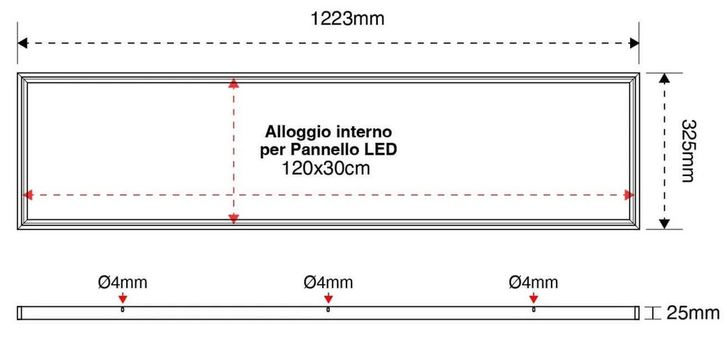Cornice Incasso per Cartongesso Pannelli LED 120x30