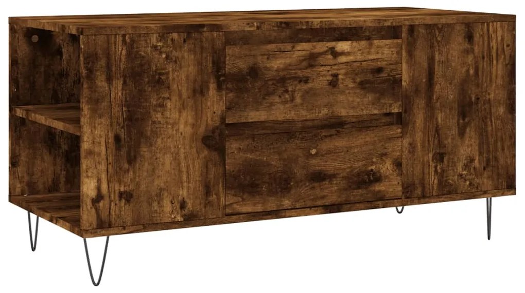 Tavolino da salotto rovere fumo 102x44,5x50cm legno multistrato