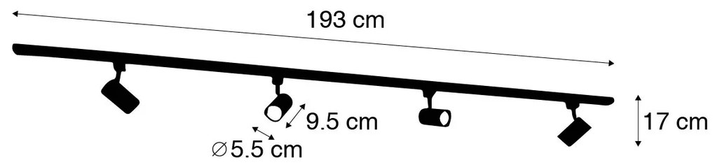 Sistema a binario moderno monofase con 4 faretti bronzo scuro - Jeana