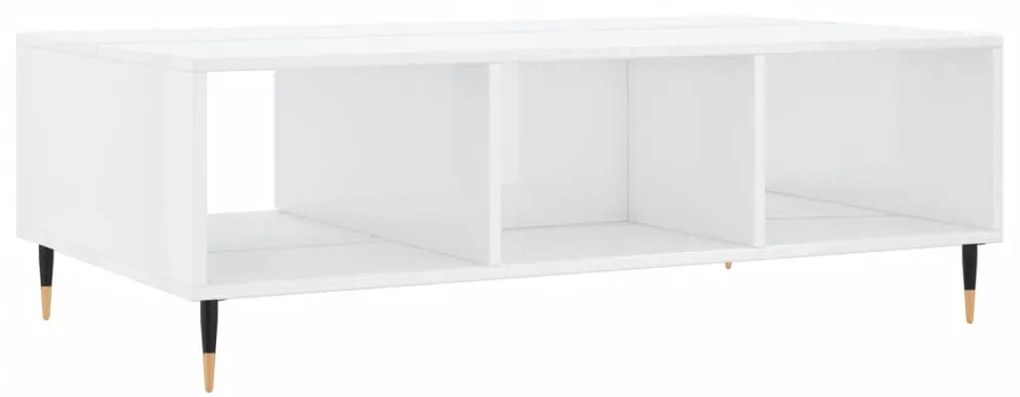 Tavolino da Salotto Bianco Lucido 104x60x35cm Legno Multistrato