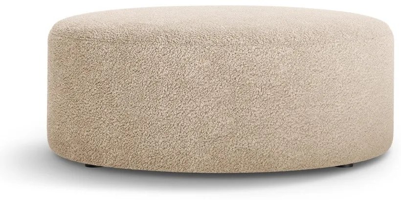 Poggiapiedi marrone chiaro con rivestimento in bouclé Dia – Micadoni