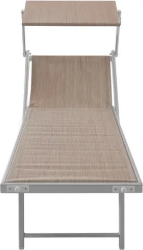 Lettino Da Mare Professionale In Alluminio Con Tettuccio Parasole Crema 186x61x39