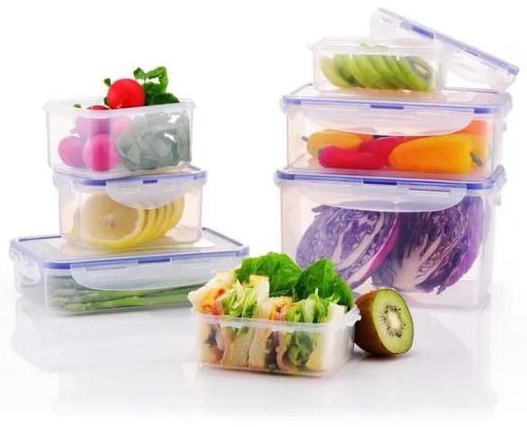 SET 7x Contenitore alimenti LOCK blu/trasparente