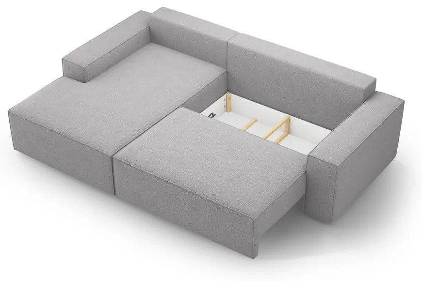 Divano letto angolare grigio chiaro in tessuto bouclé (angolo sinistro) Jodie - Micadoni Home