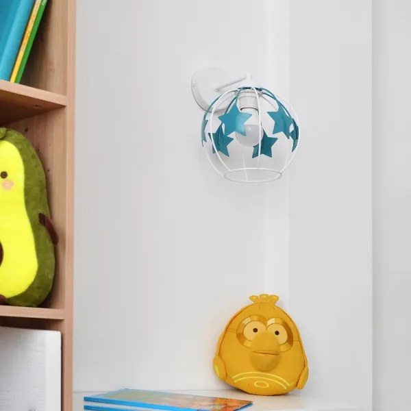 Applique per bambini STARS 1xE27/15W/230V turchese/bianco