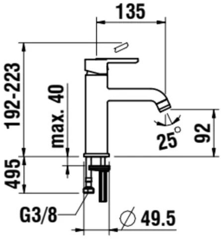 LAUFEN H3110810041201 - Rubinetto lavabo LUA 19,2 cm cromo lucido