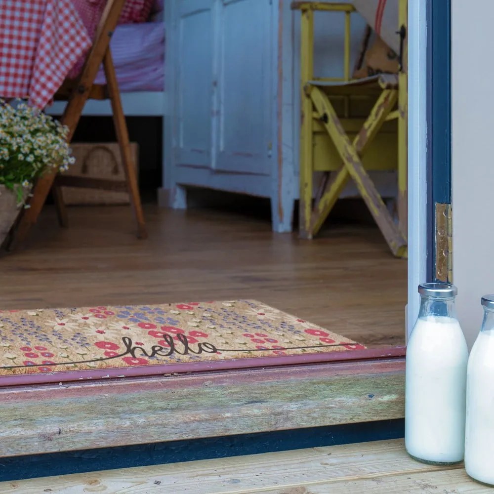 Zerbino in fibre di cocco 40x120 cm Hello Scribbly Floral – Artsy Doormats