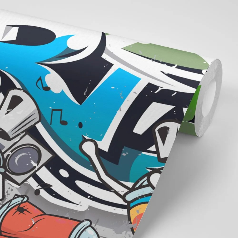 Carta da parati autoadesiva – Scritta Street Art allegra con spray