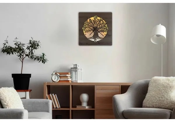 Li-Go 23537/DUB2 - Orologio LED dimmerabile LED/10W/5V 20000 mAh 42x42 cm rovere + telecomando