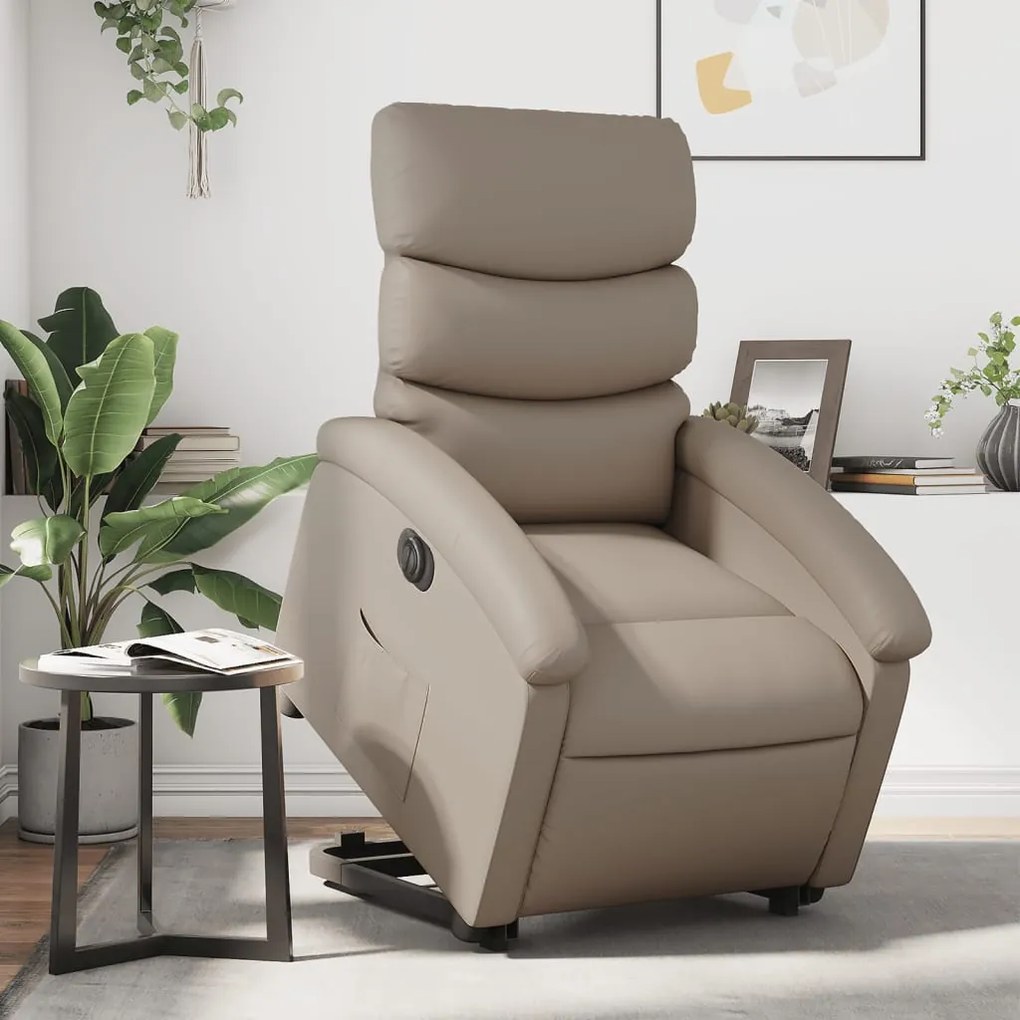 Poltrona Alzapersona Reclinante Elettrica Cappuccino Similpelle /