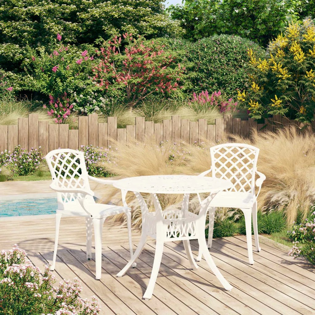 Set Da Bistrot 3 Pz İn Alluminio Pressofuso Bianco /