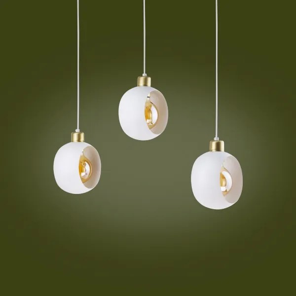 Lampadario a sospensione con filo CYKLOP 3xE27/60W/230V bianco